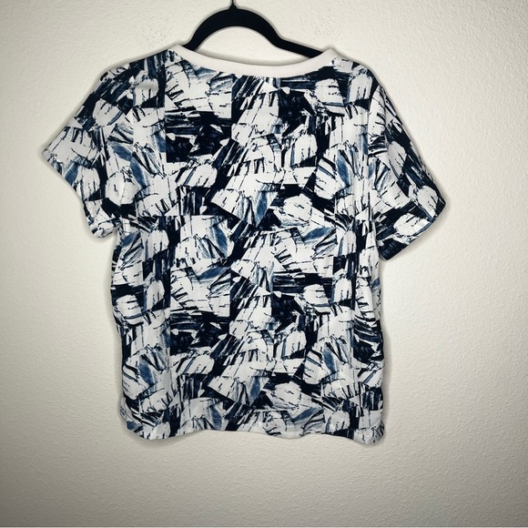 Monki Crewneck Short Sleeve Shirt Blouse Navy Blue White Size Small - Picture 4 of 9